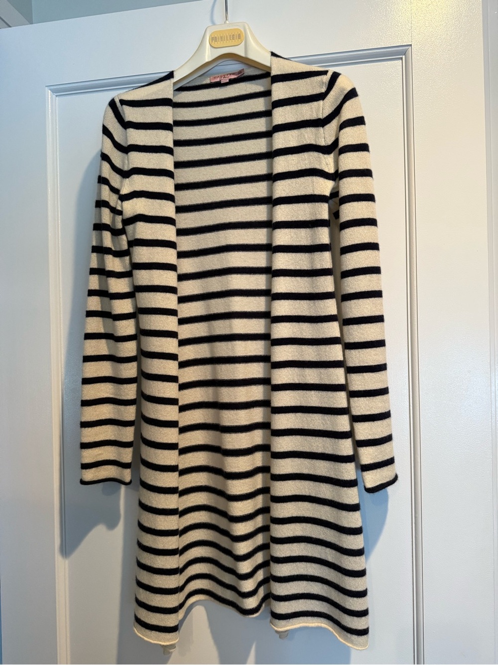 CALYPSO ST. BARTH - Open-Front Longline Women's Cardigan - Navy & Cream
